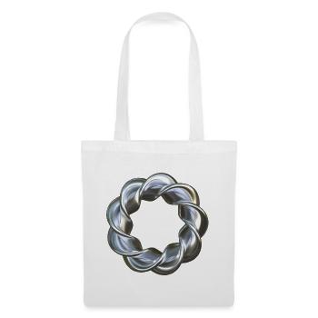 Gedrehter 3D Ring Silber - Stoffbeutel - Weiß - Vorne