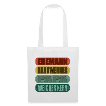 Geschenke zum Vatertag - PAPA - WEICHER KERN - Stoffbeutel - Weiß - Vorne