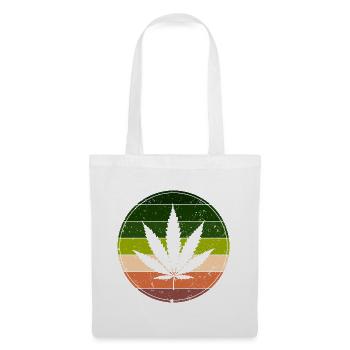 Retro Rainbow Cannabis Runde - Stoffbeutel - Weiß - Vorne