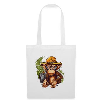 Adventure monkey with safari hat and backpack - Tote Bag - white - Front