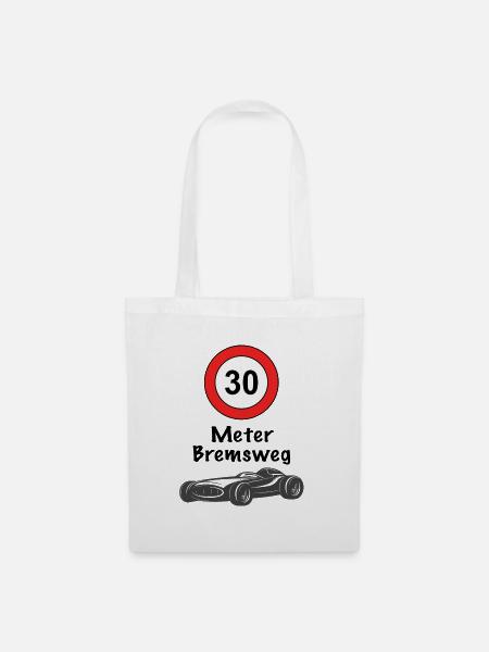 30 Meter Bremsweg - Stoffbeutel - Weiß