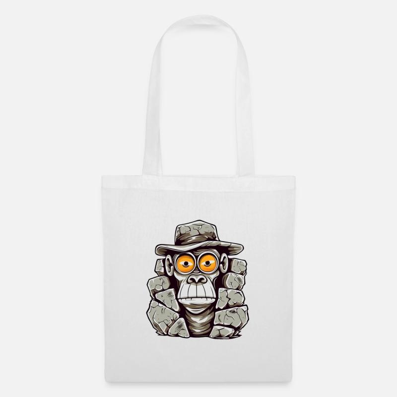 Stone Age Monkey T-Shirt Design - Tote Bag - white