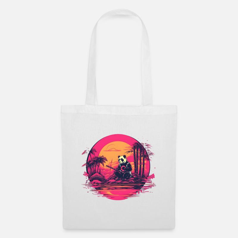 Synthwave Panda Japan Sunset - Tote Bag - white
