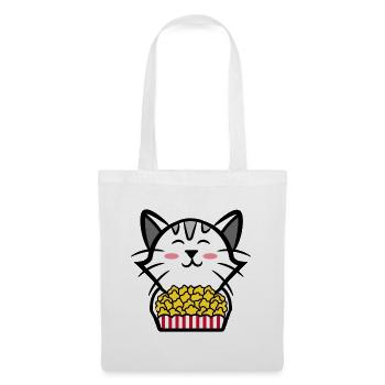 Katze Movies Popcorn Kino Binge Watching Cineast - Stoffbeutel - Weiß - Vorne
