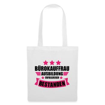 zur bestandenen Ausbildung Prüfung Bürokauffrau - Stoffbeutel - Weiß - Vorne