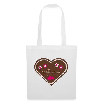 "Jahrmarkt-Liebe" Lieblingsmensch pink - Stoffbeutel - Weiß - Vorne