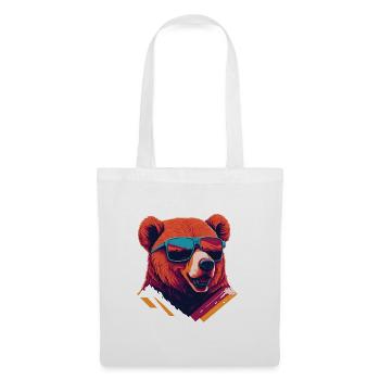 Audacieux et baissier: T-shirt Retro Bear - Sac en tissu - blanc - Devant