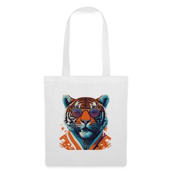 Wild und furchtlos: Retro Tiger T-Shirt - Stoffbeutel - Weiß - Vorne