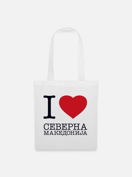 I LOVE NORTH MACEDONIA Nordmazedonien - Stoffbeutel - Weiß