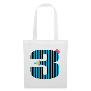 STYLO BLEU TROIS NUMÉROS 3 ÉLÈVES DE TROISIÈME ANNÉE - Sac en tissu - blanc - Devant