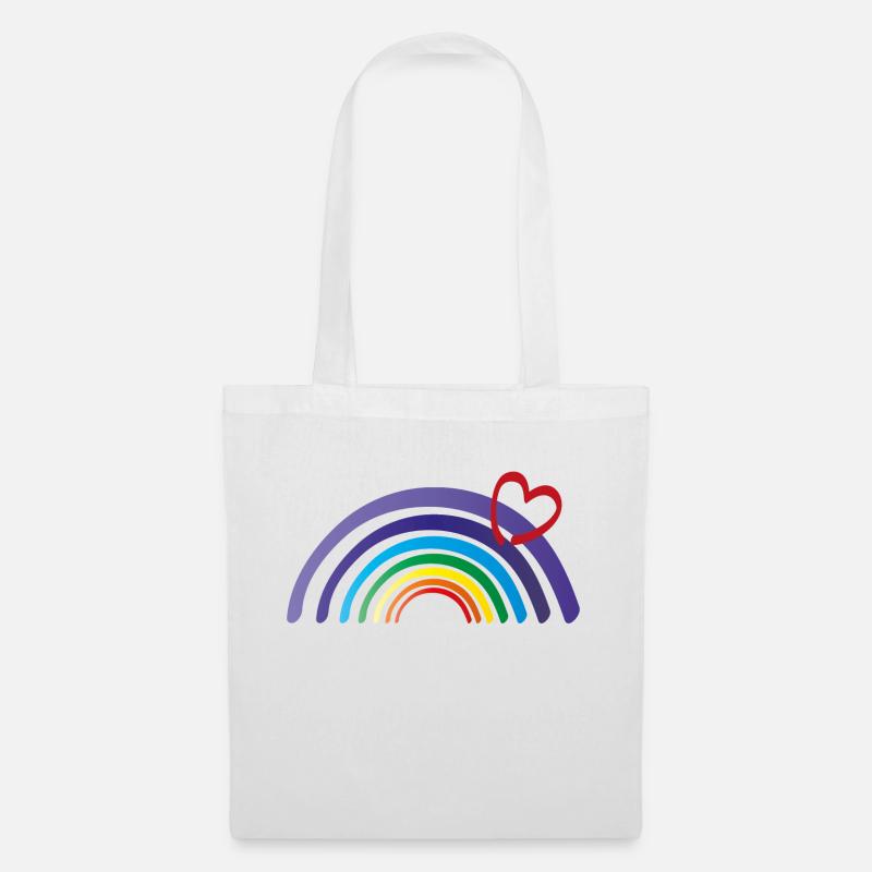 regenbogen mit herz - Stoffbeutel - Weiß