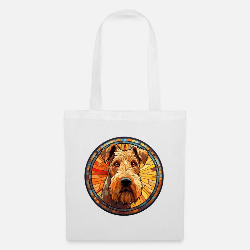 Airedale Terrier Hunderasse Aquarellglas - Stoffbeutel - Weiß
