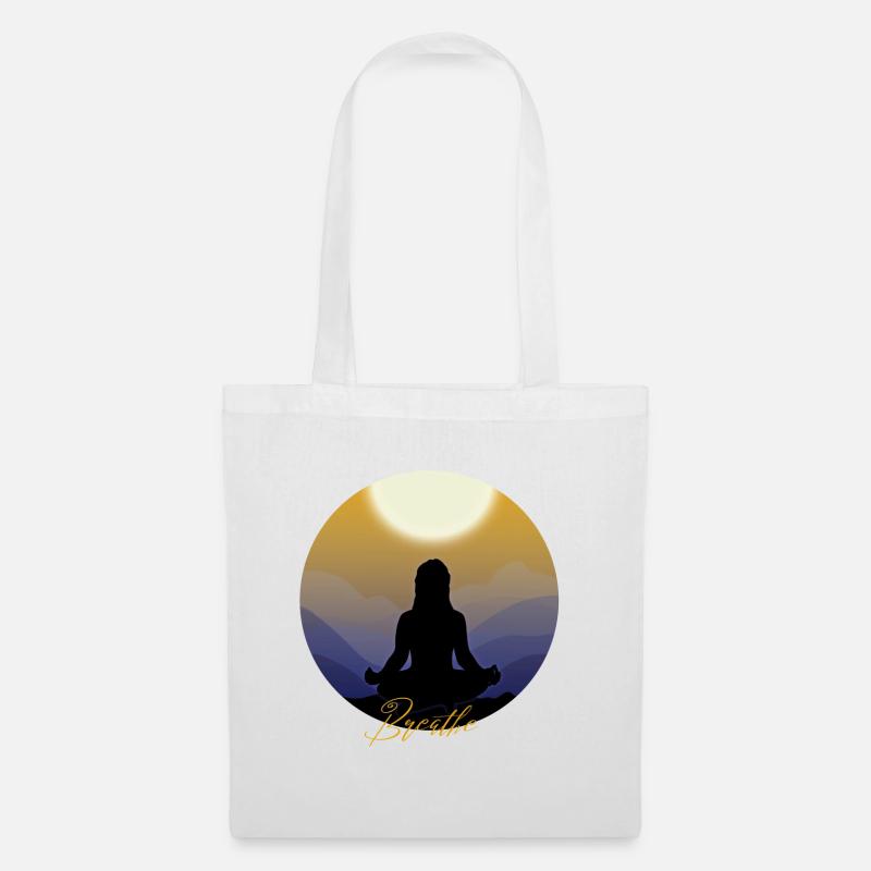 Breath Yoga Meditation Silhouette Design - Stoffbeutel - Weiß