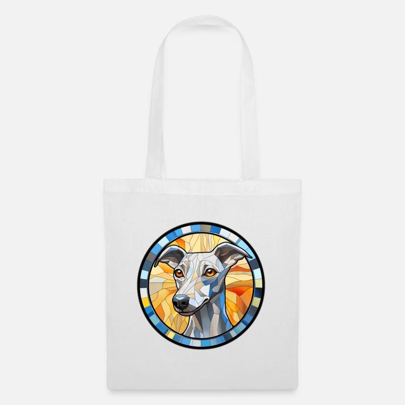 Whippet Hunderasse Aquarellglas - Stoffbeutel - Weiß
