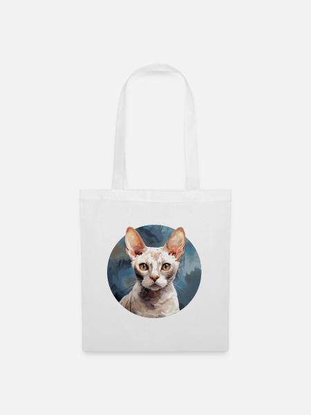 Devon Rex Katze - Stoffbeutel - Weiß
