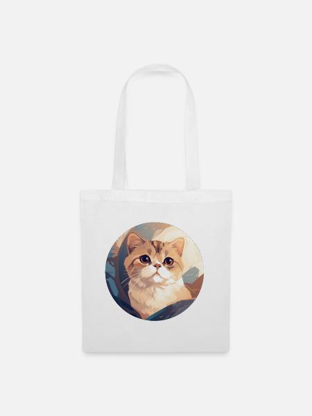 Schottische Faltohrkatze - Stoffbeutel - Weiß
