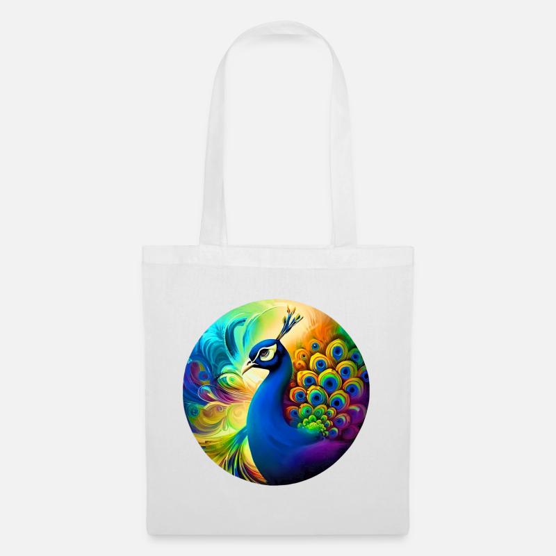 Pfau - Stoffbeutel - Weiß