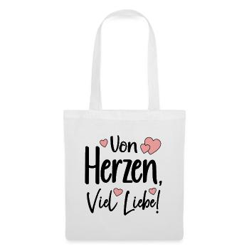 ACHTSAMKEIT BEZIEHUNG - VON HERZEN VIEL LIEBE - Stoffbeutel - Weiß - Vorne