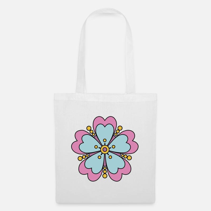 Niedliche Funky Hippie Boho Blume - Stoffbeutel - Weiß