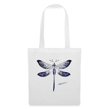 Tiefblaue Libellen Silhouette - Stoffbeutel - Weiß - Vorne