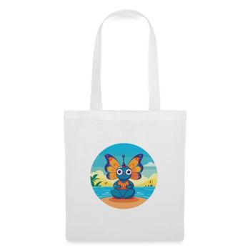 Schmetterlingskarikatur Yoga Strand Sommer Illustration - Stoffbeutel - Weiß - Vorne