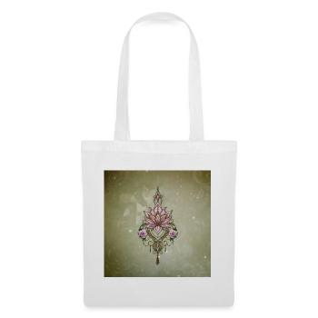 Symbole de fleur de lotus fantaisie art ligne flore - Sac en tissu - blanc - Devant