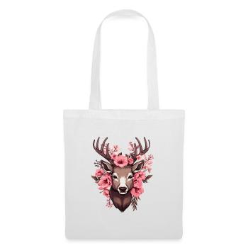 Chevreuil avec des fleurs Costumes Tête de cerf Tête de cerf - Sac en tissu - blanc - Devant