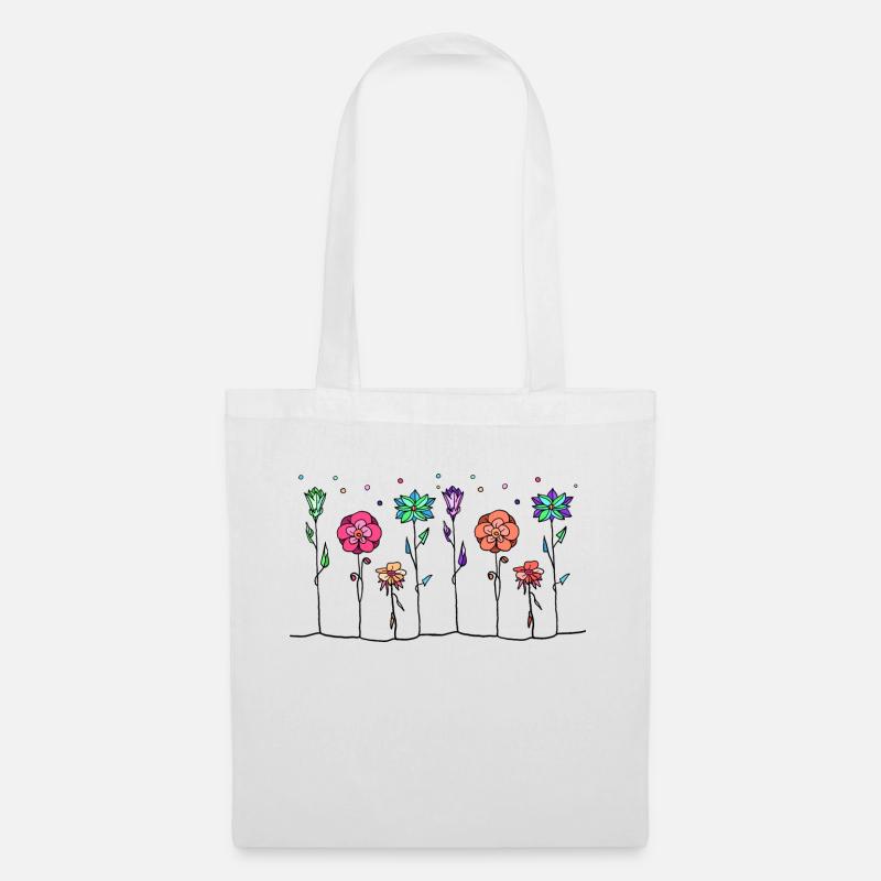 Blumen - Stoffbeutel - Weiß