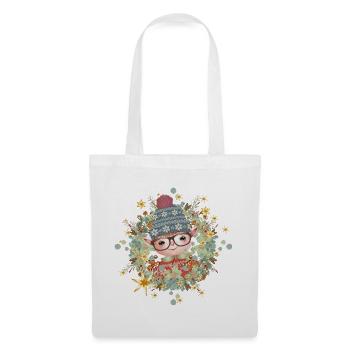 Lutin de Noël mignon dans le cadre pour Noël - Sac en tissu - blanc - Devant