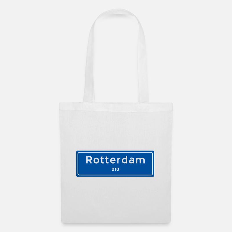 Rotterdam 010 Ortsschild - Stoffbeutel - Weiß