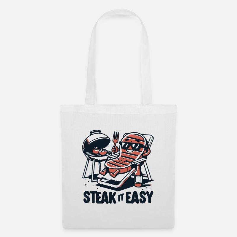 steak it easy grillen grill geschenk lustig chill - Stoffbeutel - Weiß