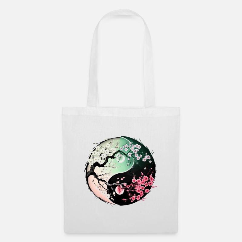 sakura yin yang - Stoffbeutel - Weiß