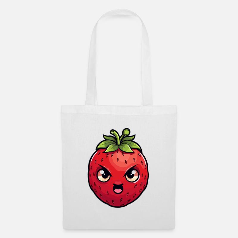 Böse Verärgerte Erdbeere Sommer Kawaii Geschenk - Stoffbeutel - Weiß