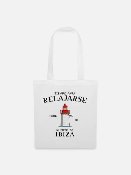 Ibiza Hafen, Zeit zum Entspannen, Zeichnung - Stoffbeutel - Weiß