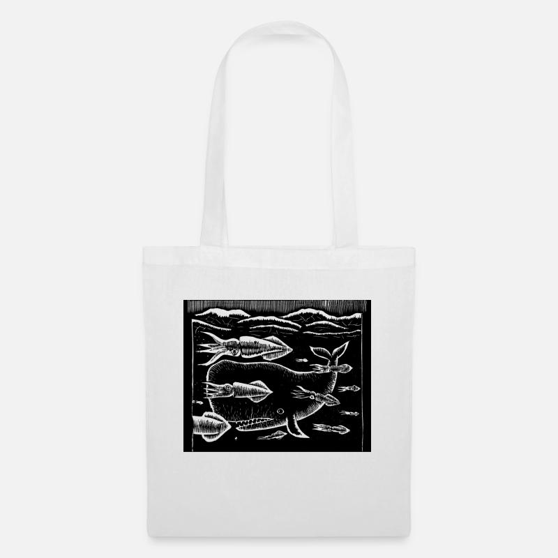 Squid and sperm whale - Tote Bag - white