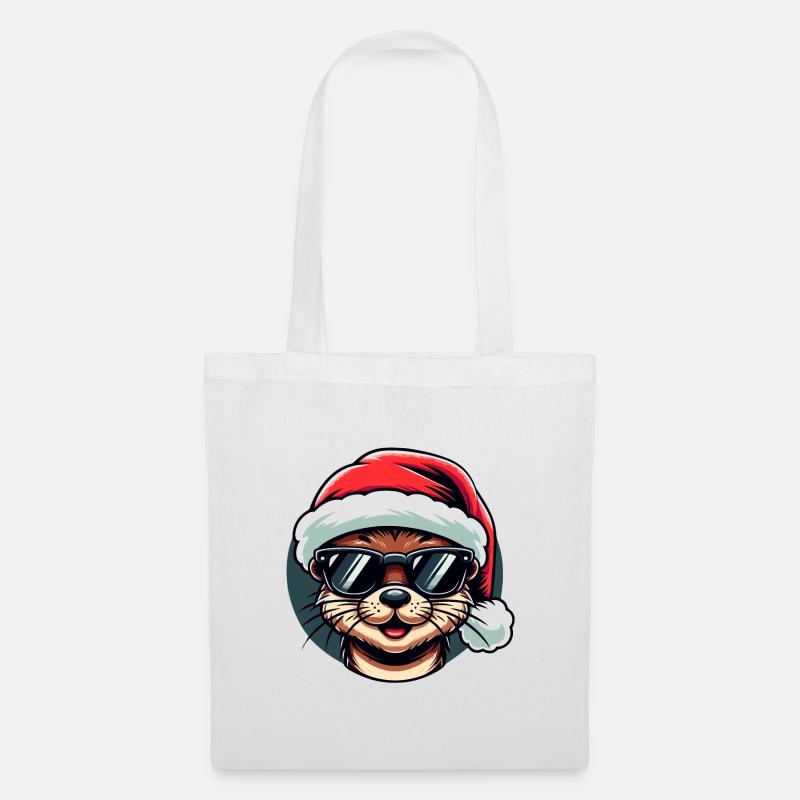 Otter Weihnachten Trendy | Cooles Urlaubs-Sweatshirt - Stoffbeutel - Weiß