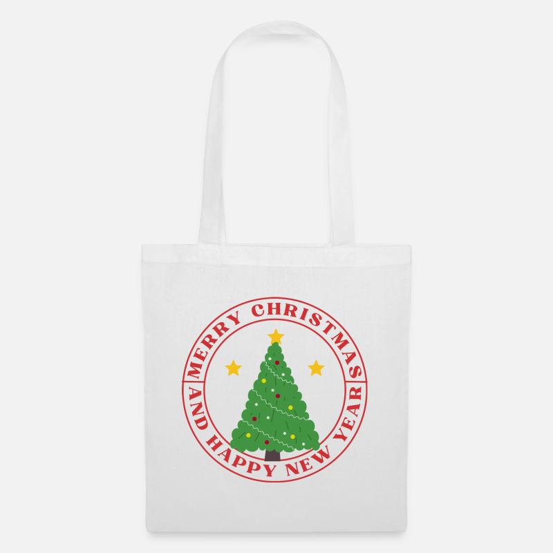 Festlicher runder Weihnachtsbaum - Stoffbeutel - Weiß