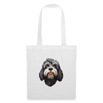 Schapendoes race de chien dessin animé Kawaii Illustration - Sac en tissu - blanc - Devant