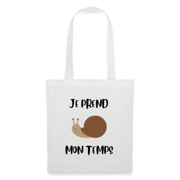 Je prend mon temps comme un escargot - Sac en tissu - blanc - Devant