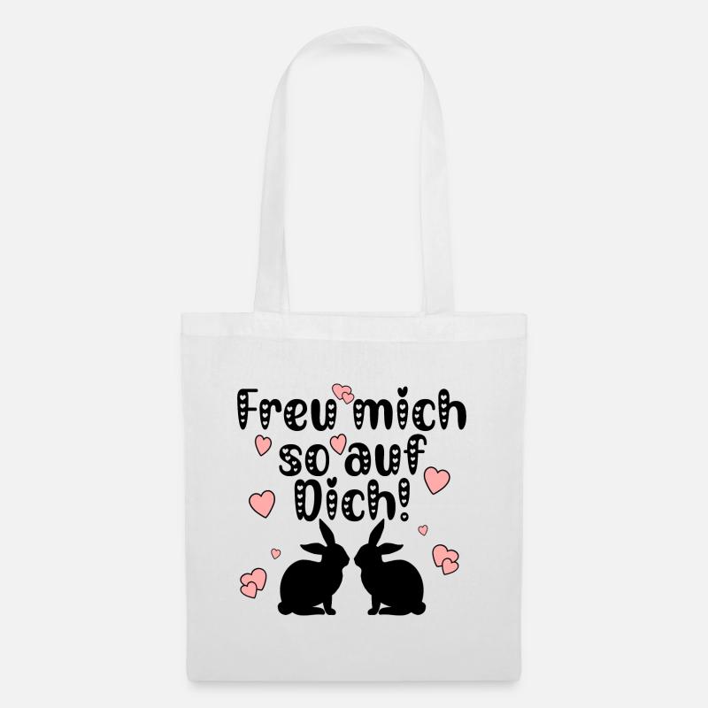 Freu mich so auf Dich Liebe - Hasen Paare - Stoffbeutel - Weiß