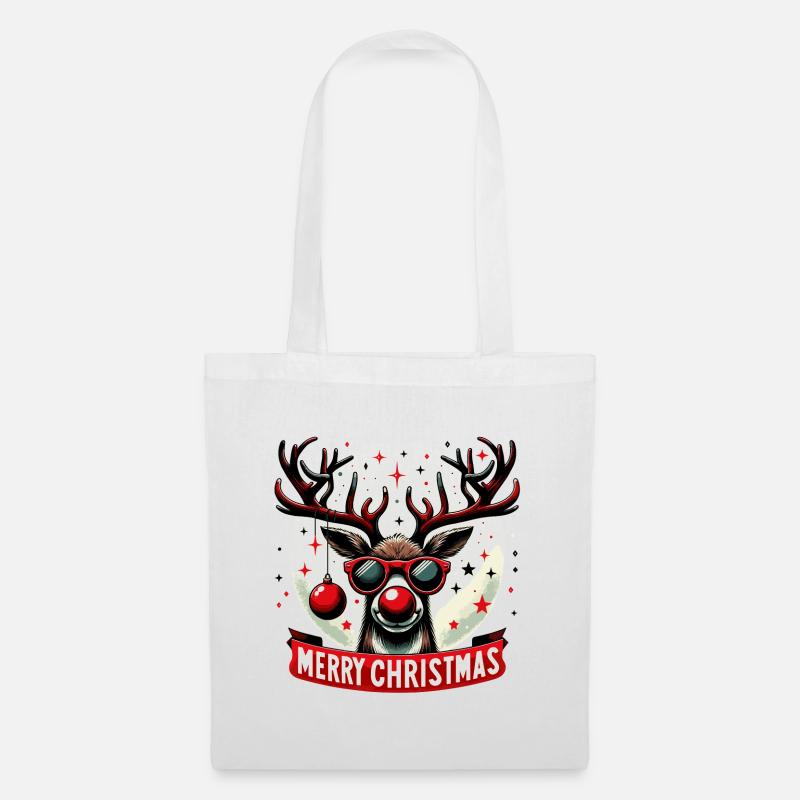 Renne Noël Fun - Pull Original - Sac en tissu - blanc