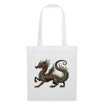 Farbdrache Ornament Tribal Stil - Stoffbeutel - Weiß - Vorne