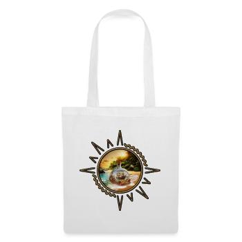 Bouteille unique et surprenante avec bateau - Sac en tissu - blanc - Devant