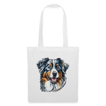 Australian Shepherd Portrait - Stoffbeutel - Weiß - Vorne