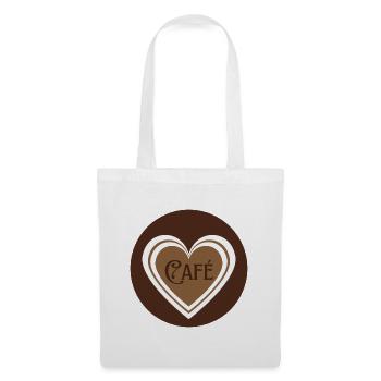 café avec des coeurs - Sac en tissu - blanc - Devant