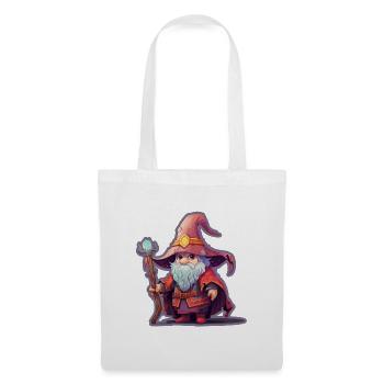 Cute Dwarf Magician Fantasy Garden Gnome Shirt - Tote Bag - white - Front