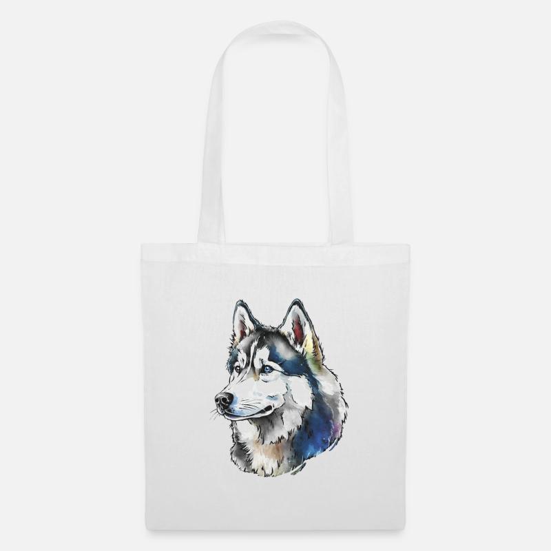 Sibirischer Husky Portrait - Stoffbeutel - Weiß
