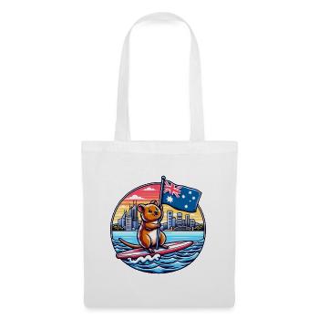 Quokka Surfing Australien Design - Stoffbeutel - Weiß - Vorne