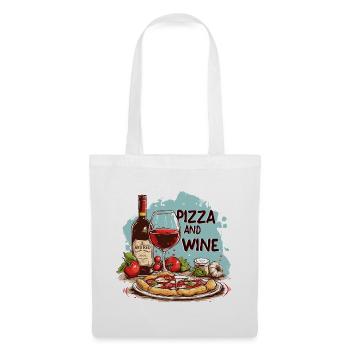 Pizza et vin Nourriture Alcool - Sac en tissu - blanc - Devant