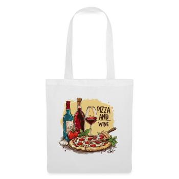 Pizza and Wine Food Alcohol - Tote Bag - white - Front